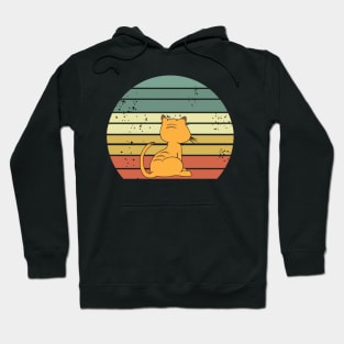 cat watching sunset retro Hoodie